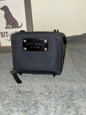 kate spade navy zip-around compact wallet